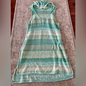 Free People Bali Beach Hooded Knit Dress Off White/Mint Green XS/S